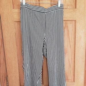 Black & White Striped Silky Pants